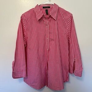 Lauren Ralph Lauren pink and white checked button down size extra large